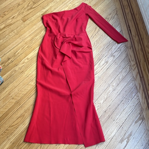 CHIARA BONI LA PETITE ROBE  Red One-Shoulder Dress size large - Picture 2 of 9